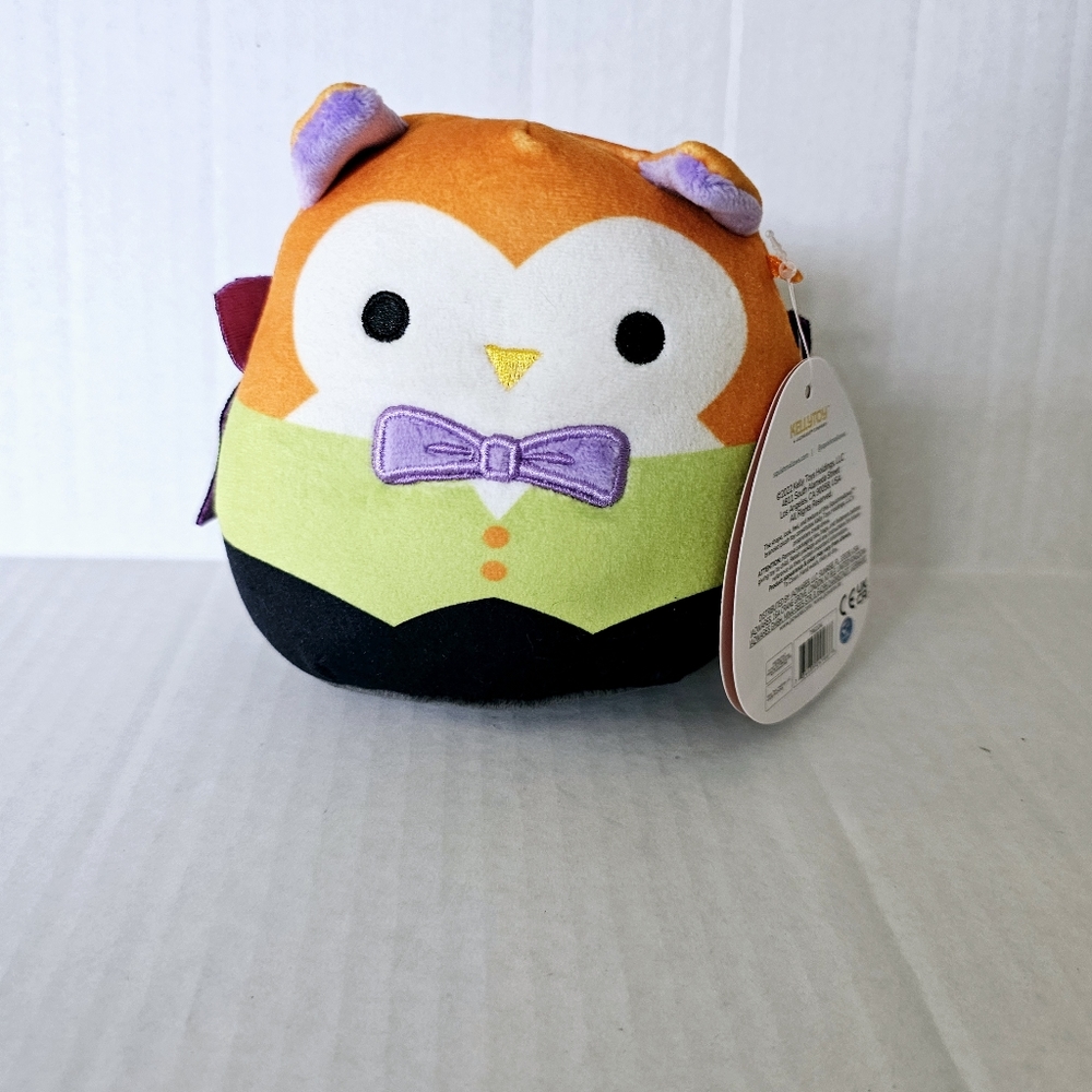 Squishmallow Ellette small owl halloween dracula toy 5 inches NWT